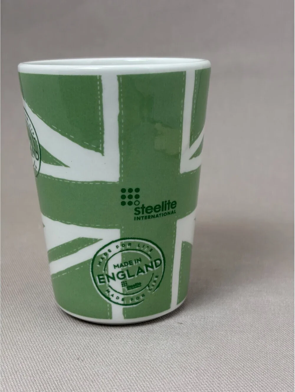 Steelite Made In England Green Union Jack Flag Ceramic Coffee Tea Mug 10 oz